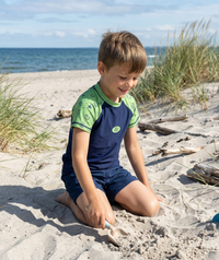 Watery UV-shirt for kids - Brandman Short Sleeve Rashguard - Green/blue