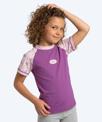 Watery UV-shirt for kids - Brandman Short Sleeve Rashguard - Pink/purple