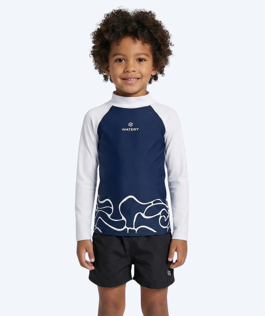 Watery UV-shirt for kids - Chilton Long Sleeve Rashguard - Dark blue/white