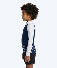 Watery UV-shirt for kids - Chilton Long Sleeve Rashguard - Dark blue/white