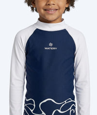 Watery UV-shirt for kids - Chilton Long Sleeve Rashguard - Dark blue/white