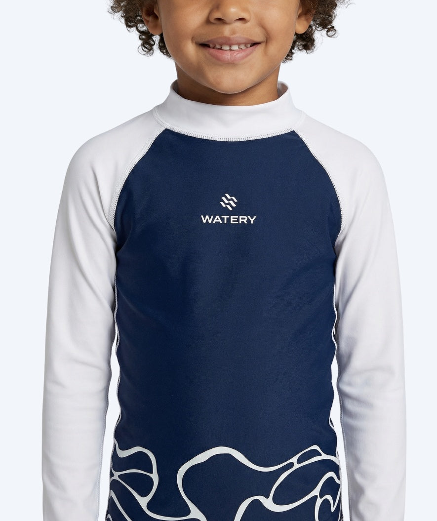 Watery UV-shirt for kids - Chilton Long Sleeve Rashguard - Dark blue/white