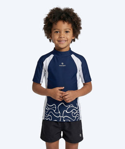 Watery UV-shirt for kids - Chilton Short Sleeve Rashguard - Dark blue/white