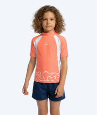 Watery UV-shirt for kids - Chilton Short Sleeve Rashguard - Light pink/white