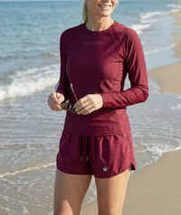 Watery UV-shirt for women - Remington Long Sleeve Rashguard - Dark red