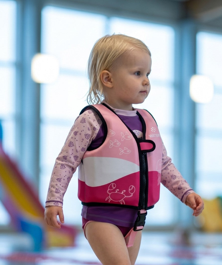 Watery swim vest for kids (1-6) - Seadon - Light pink (With harness)