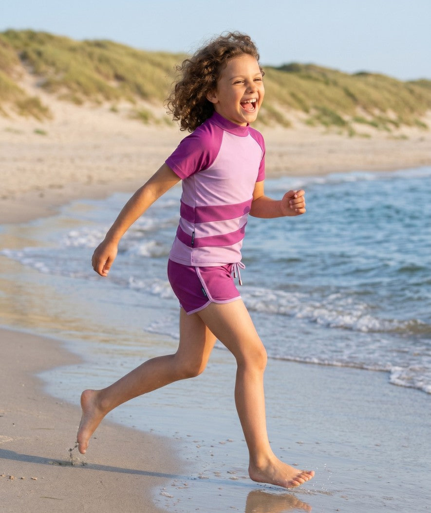 Watery UV-shirt for kids - Manami Short Sleeve Rashguard - Atlantic Purple