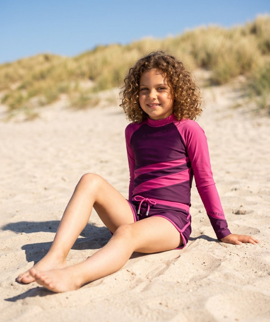 Watery UV-shirt for kids - Manami Long Sleeve Rashguard - Purple