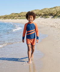 Watery UV-shirt for kids - Manami Long Sleeve Rashguard - Orange/blue