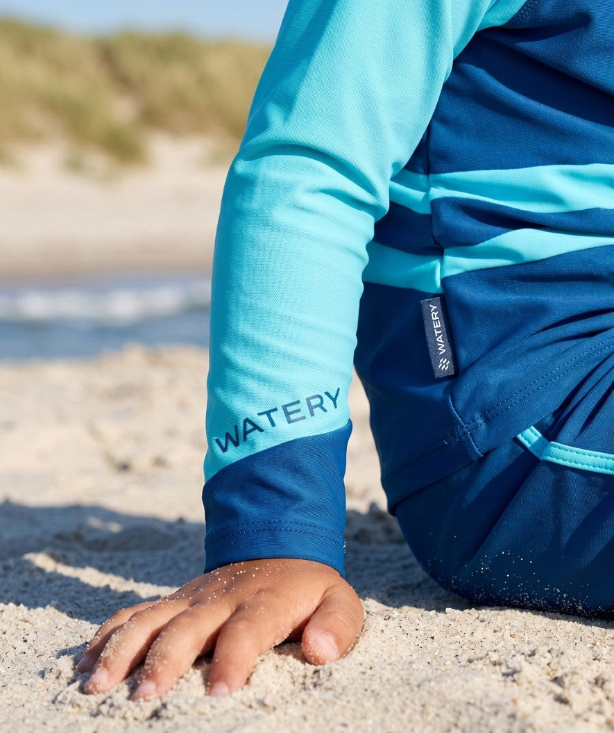 Watery UV-shirt for kids - Manami Long Sleeve Rashguard - Atlantic Blue