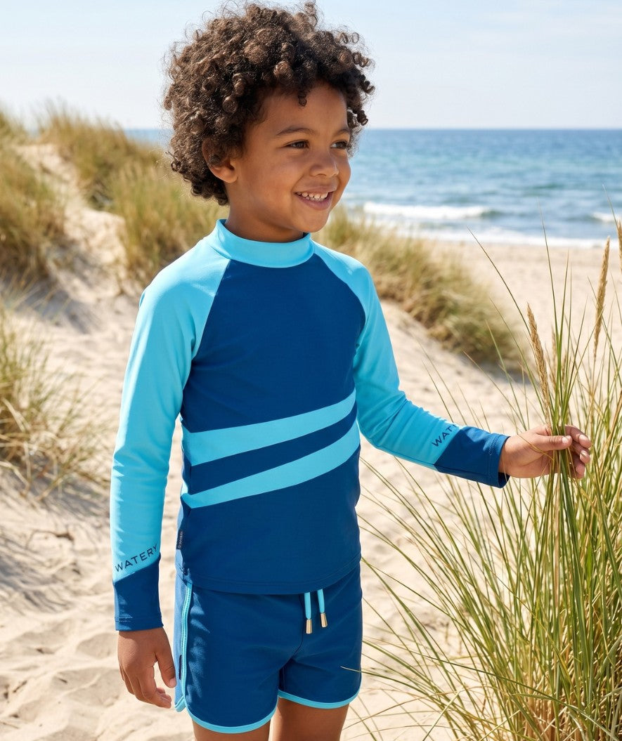 Watery UV-shirt for kids - Manami Long Sleeve Rashguard - Atlantic Blue