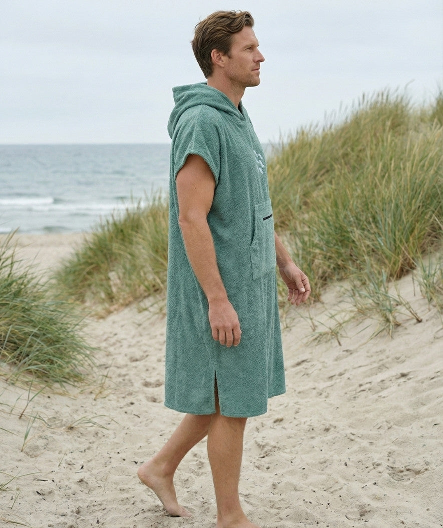 Watery bathing poncho for adults - Cotton - Forest Green