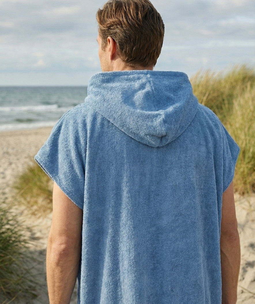 Watery bathing poncho for adults - Cotton - Atlantic Blue
