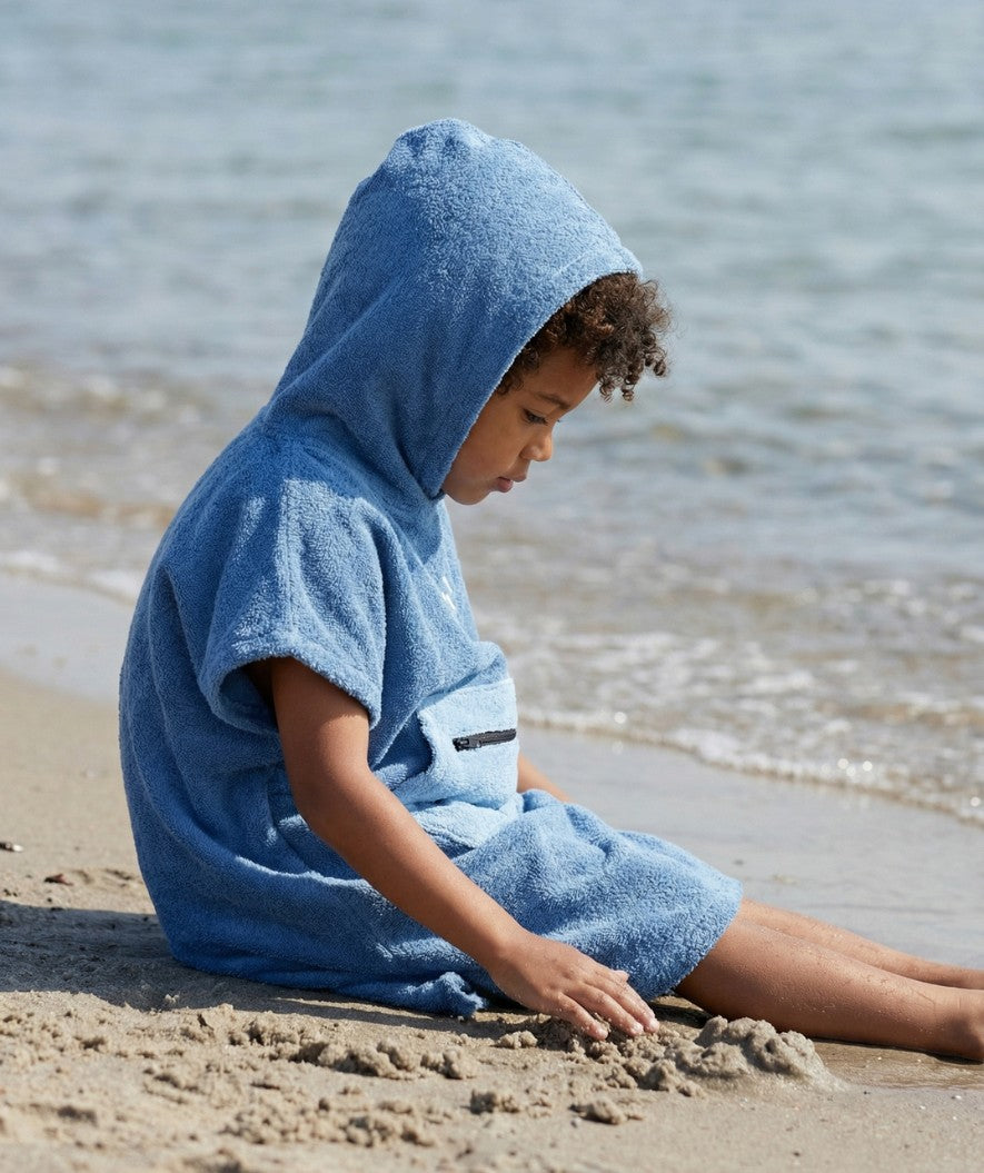 Watery bathing poncho for kids (1-6) - Cotton - Atlantic Blue