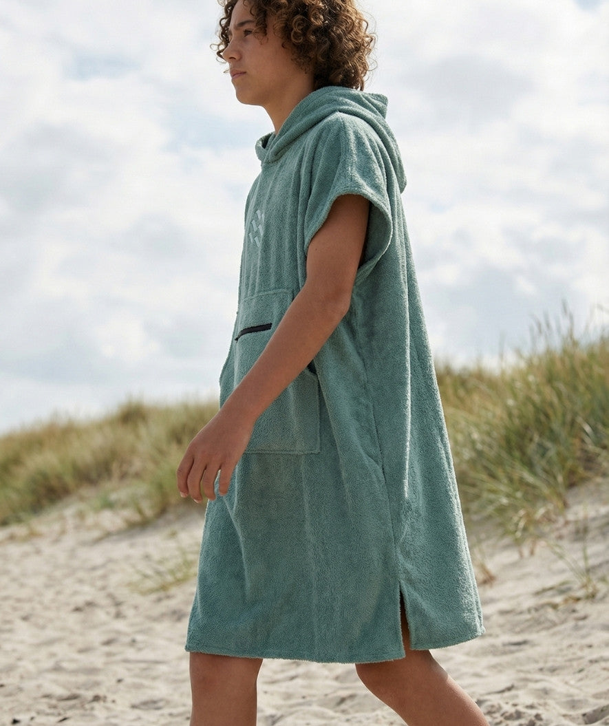 Watery bathing poncho for junior (6-15) - Cotton - Forest Green