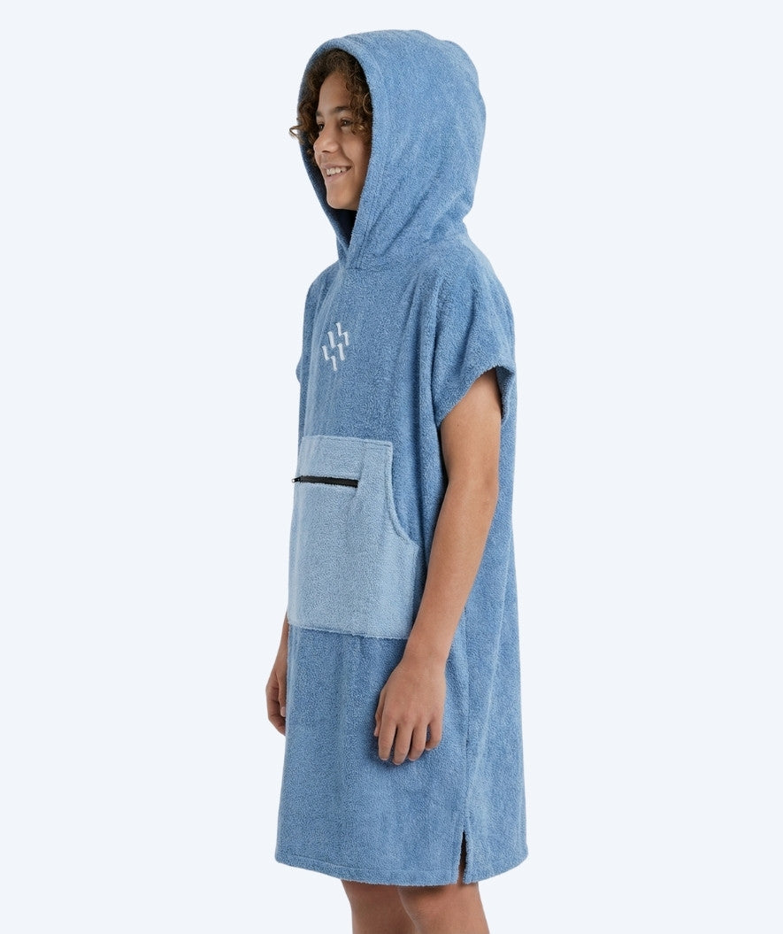 Watery bathing poncho for junior (6-15) - Cotton - Atlantic Blue