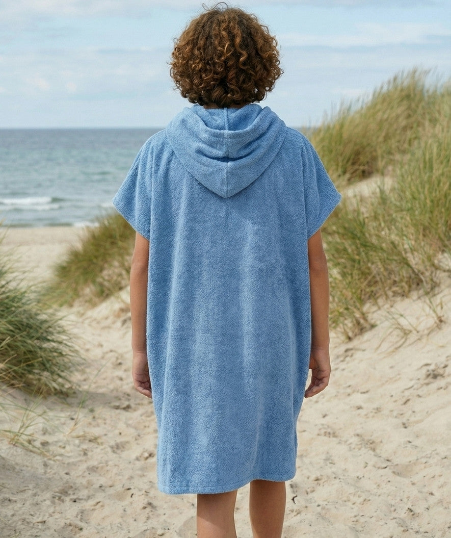 Watery bathing poncho for junior (6-15) - Cotton - Atlantic Blue