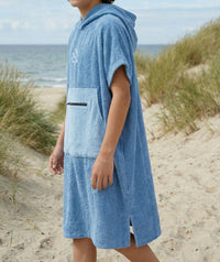 Watery bathing poncho for junior (6-15) - Cotton - Atlantic Blue