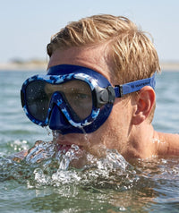 Watery diving mask for adults (from 12 years) - Rudder Camo - Dark blue
