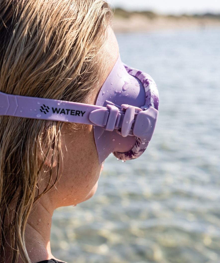Watery diving mask for adults (from 12 years) - Rudder Camo - Purple