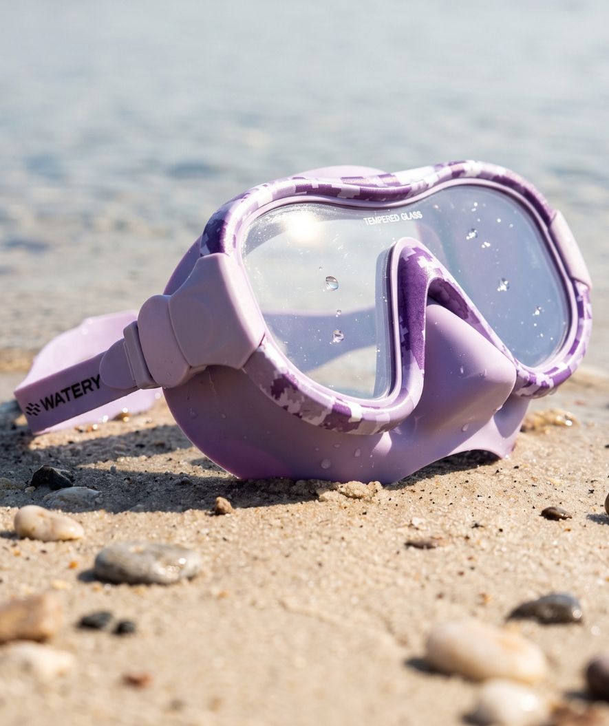 Watery diving mask for adults (from 12 years) - Rudder Camo - Purple