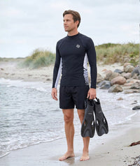 Watery UV-shirt for men - Scylla Long Sleeve Rashguard - Black/white