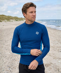 Watery UV-shirt for men - Scylla Long Sleeve Rashguard - Dark blue/light blue