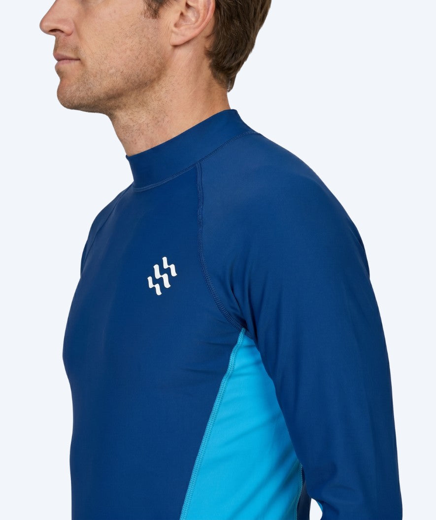 Watery UV-shirt for men - Scylla Long Sleeve Rashguard - Dark blue/light blue