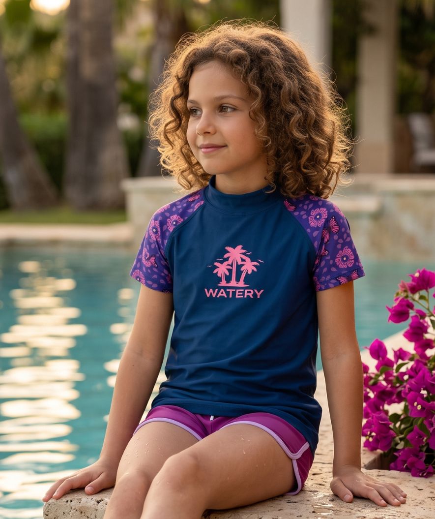 Watery UV-shirt for kids - Osiris Short Sleeve Rashguard - Purple/dark blue