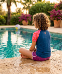 Watery UV-shirt for kids - Osiris Short Sleeve Rashguard - Pink/dark blue
