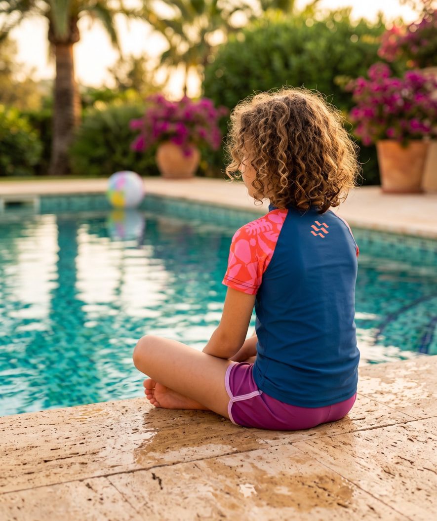 Watery UV-shirt for kids - Osiris Short Sleeve Rashguard - Pink/dark blue