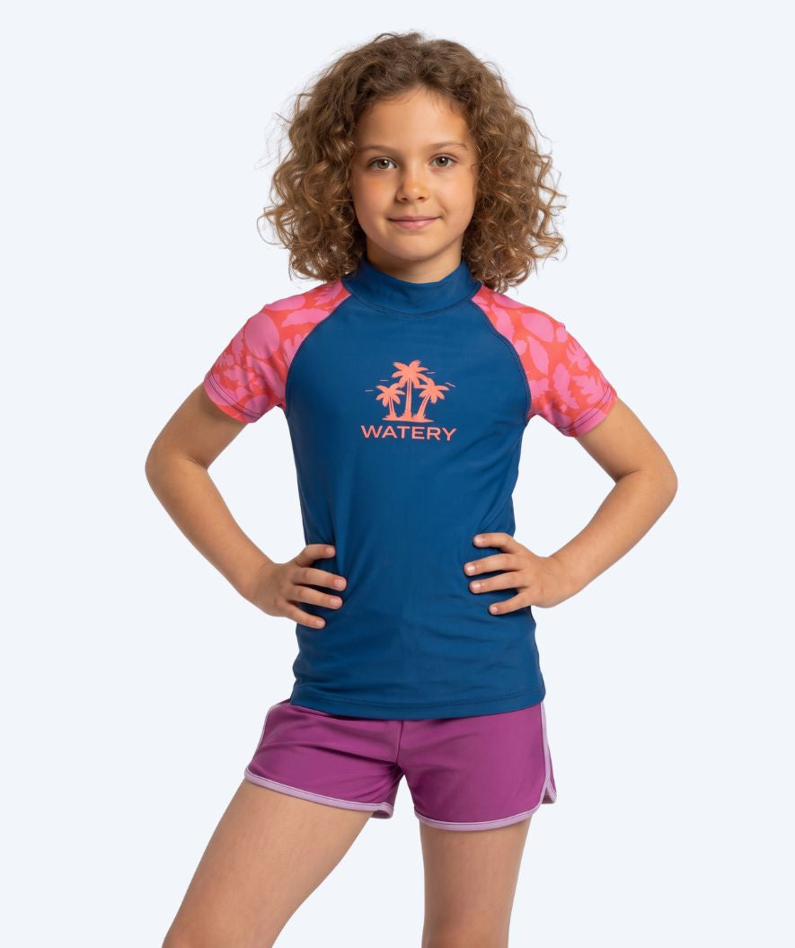 Watery UV-shirt for kids - Osiris Short Sleeve Rashguard - Pink/dark blue