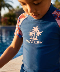 Watery UV-shirt for kids - Osiris Short Sleeve Rashguard - Light pink/dark blue