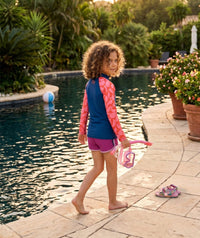 Watery UV-shirt for kids - Osiris Long Sleeve Rashguard - Pink/dark blue