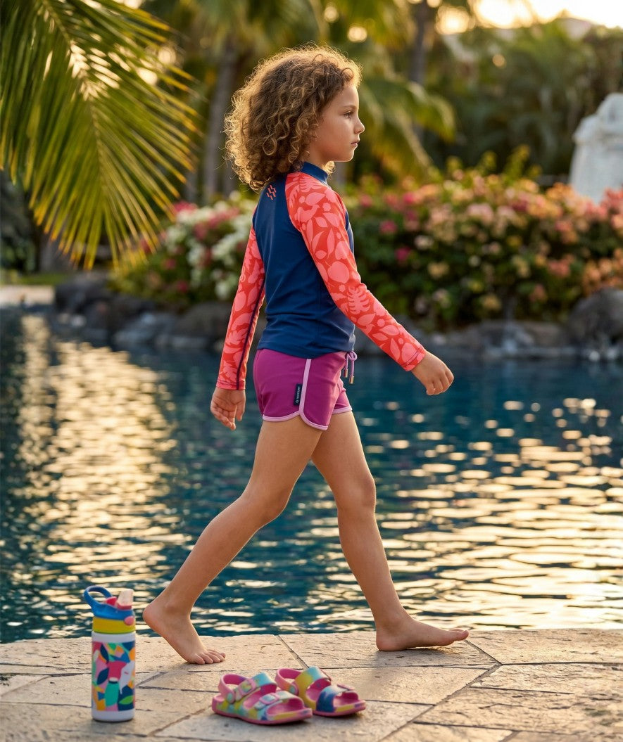 Watery UV-shirt for kids - Osiris Long Sleeve Rashguard - Pink/dark blue