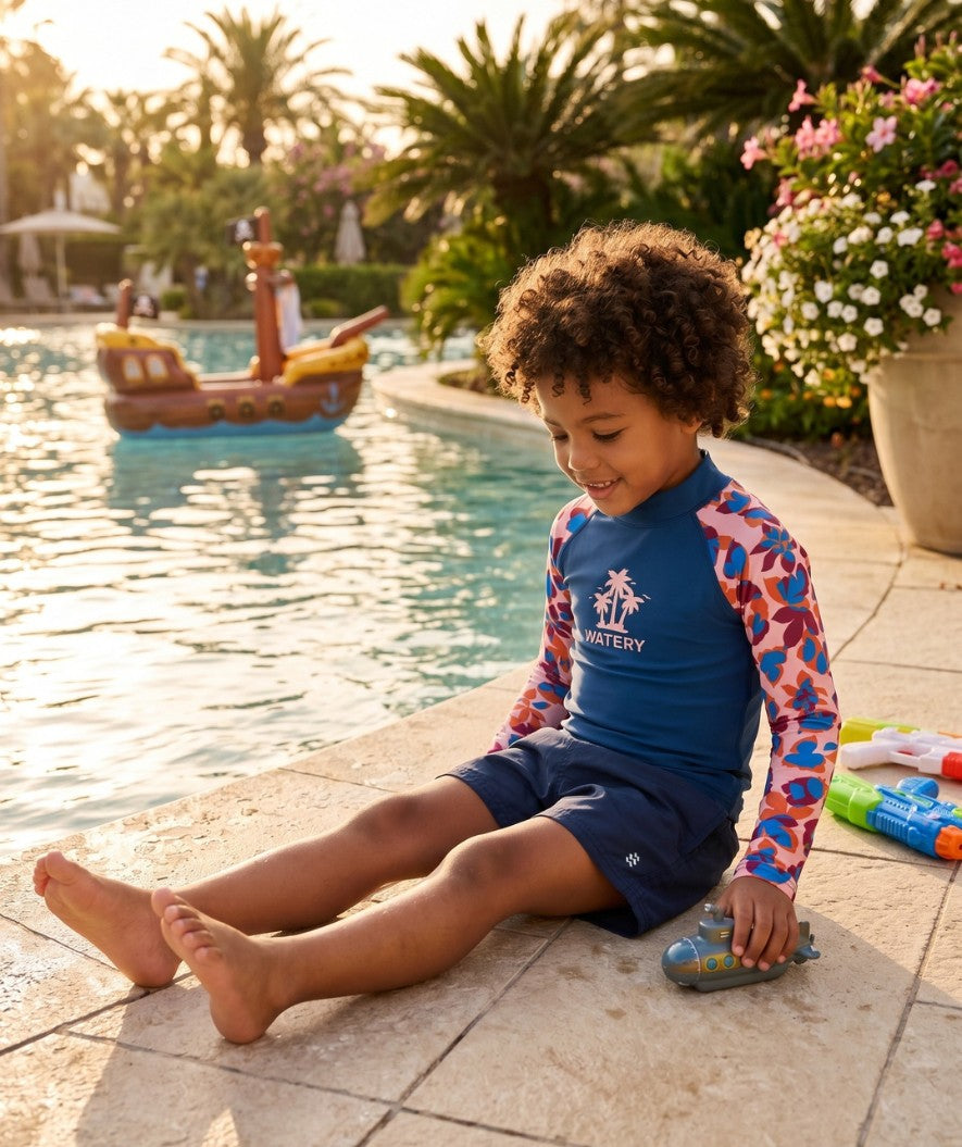 Watery UV-shirt for kids - Osiris Long Sleeve Rashguard - Light pink/dark blue