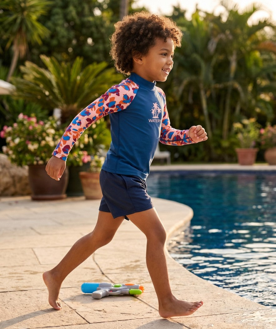 Watery UV-shirt for kids - Osiris Long Sleeve Rashguard - Light pink/dark blue