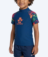 Watery UV-shirt for kids - Katsu Short Sleeve Rashguard - Multi/dark blue
