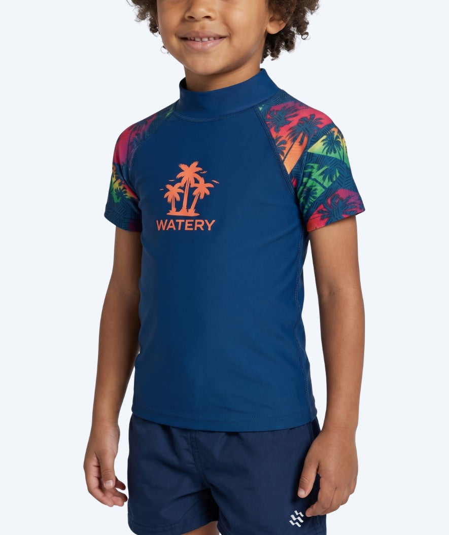 Watery UV-shirt for kids - Katsu Short Sleeve Rashguard - Multi/dark blue