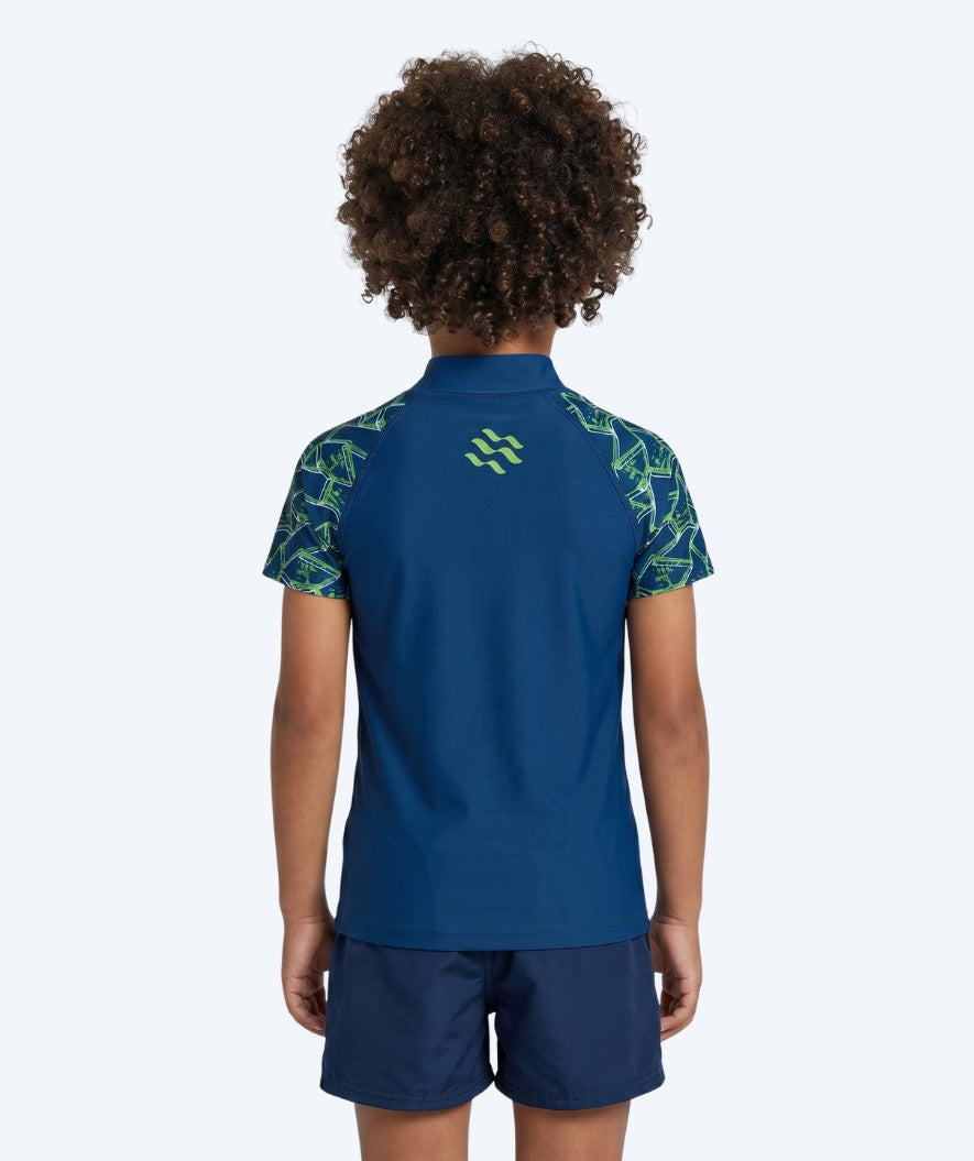 Watery UV-shirt for kids - Katsu Short Sleeve Rashguard - Green/dark blue