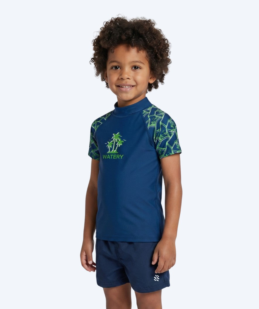 Watery UV-shirt for kids - Katsu Short Sleeve Rashguard - Green/dark blue