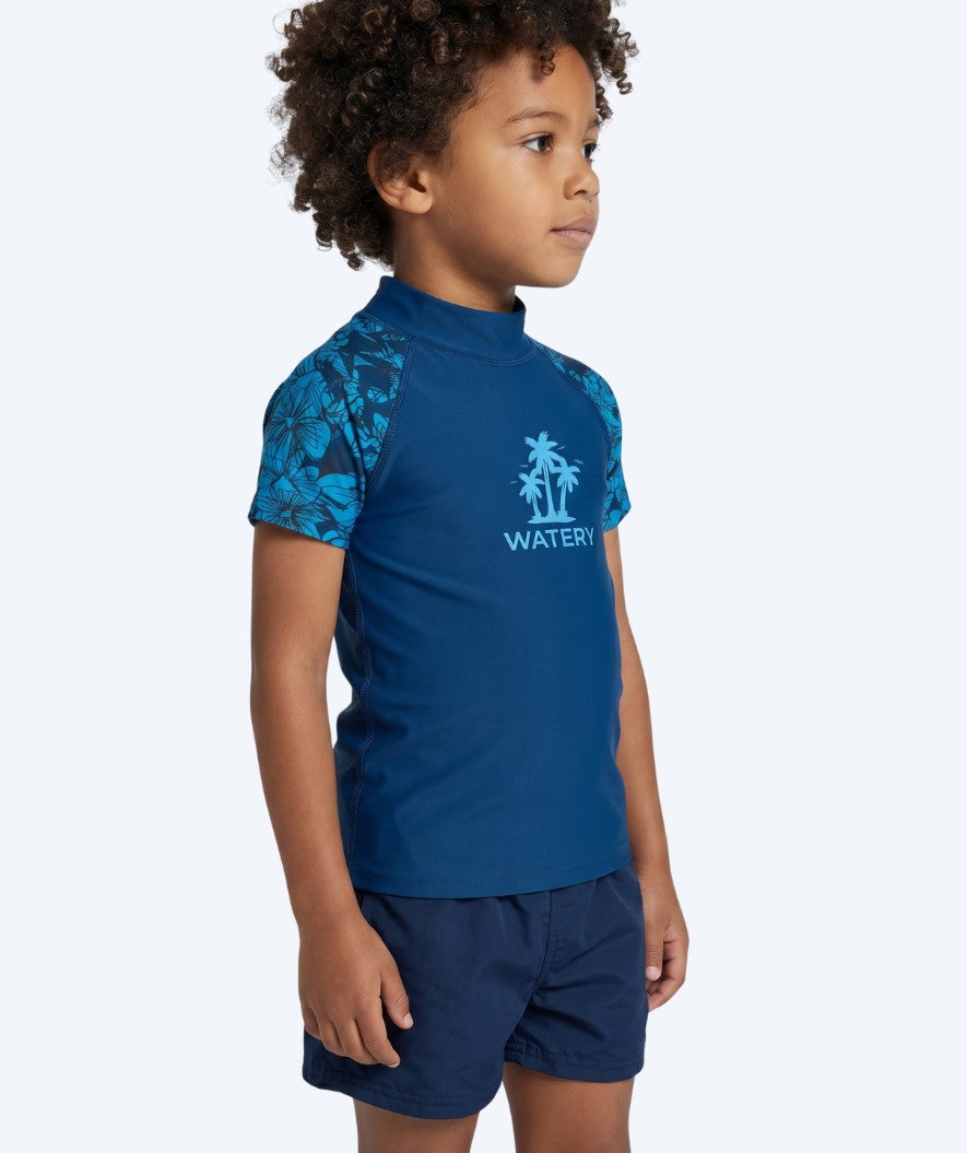 Watery UV-shirt for kids - Katsu Short Sleeve Rashguard - Blue/dark blue