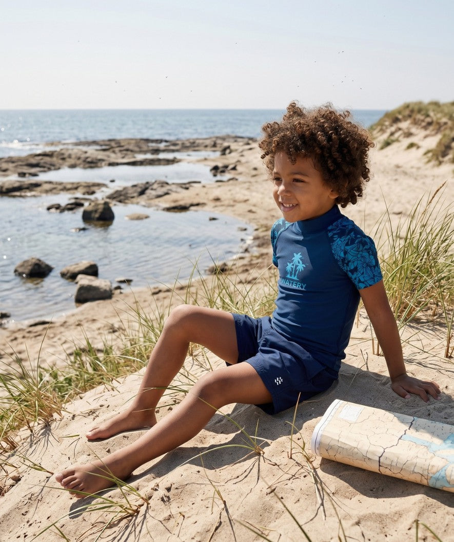Watery UV-shirt for kids - Katsu Short Sleeve Rashguard - Blue/dark blue