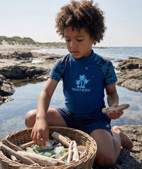 Watery UV-shirt for kids - Katsu Short Sleeve Rashguard - Blue/dark blue