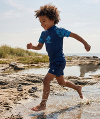 Watery UV-shirt for kids - Katsu Short Sleeve Rashguard - Blue/dark blue