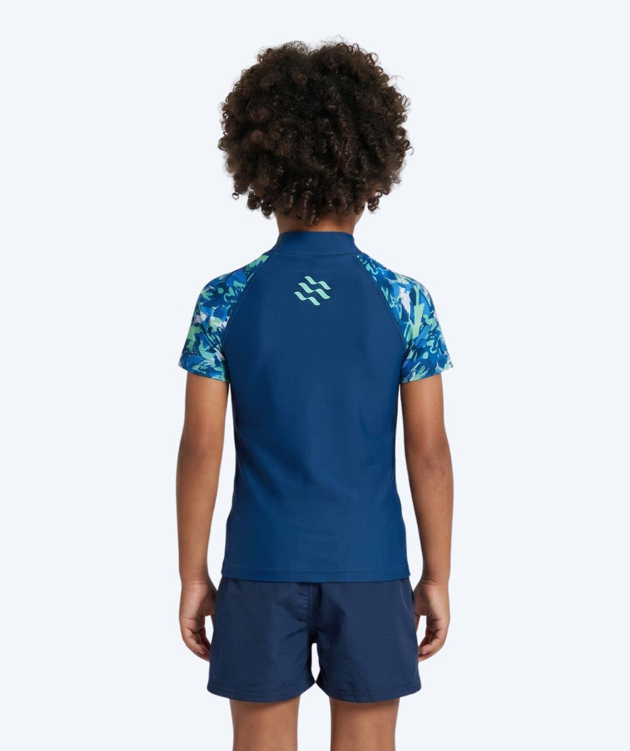 Watery UV-shirt for kids - Katsu Short Sleeve Rashguard - Light blue/dark blue