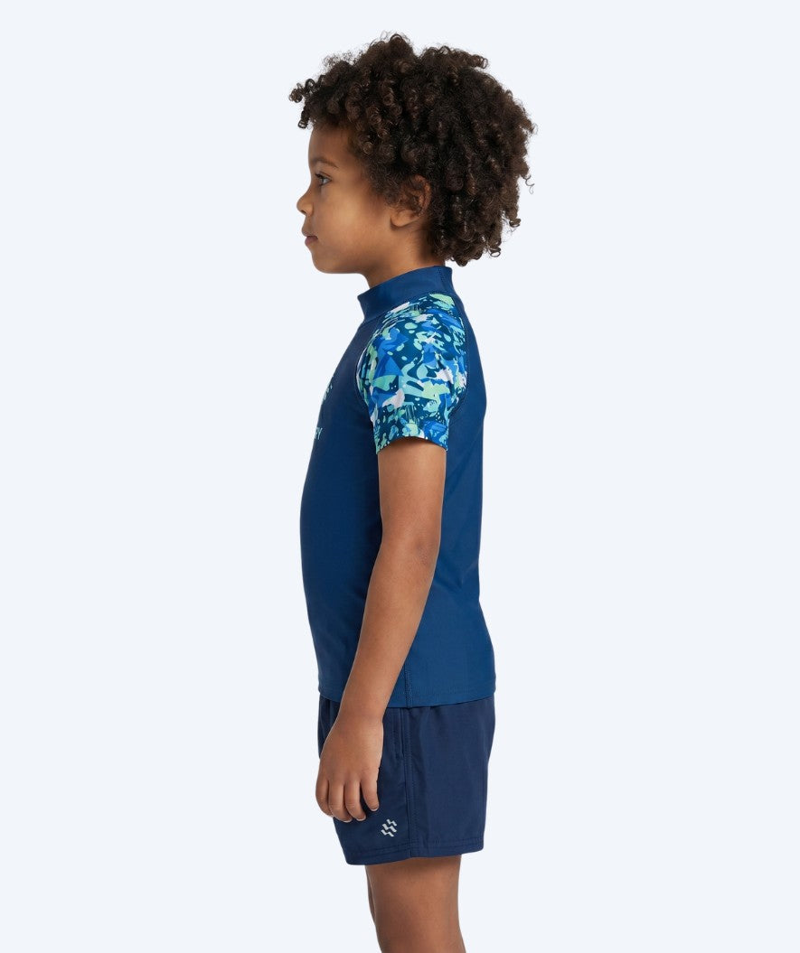 Watery UV-shirt for kids - Katsu Short Sleeve Rashguard - Light blue/dark blue