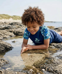 Watery UV-shirt for kids - Katsu Short Sleeve Rashguard - Light blue/dark blue