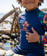 Watery UV-shirt for kids - Katsu Long Sleeve Rashguard - Multi/dark blue