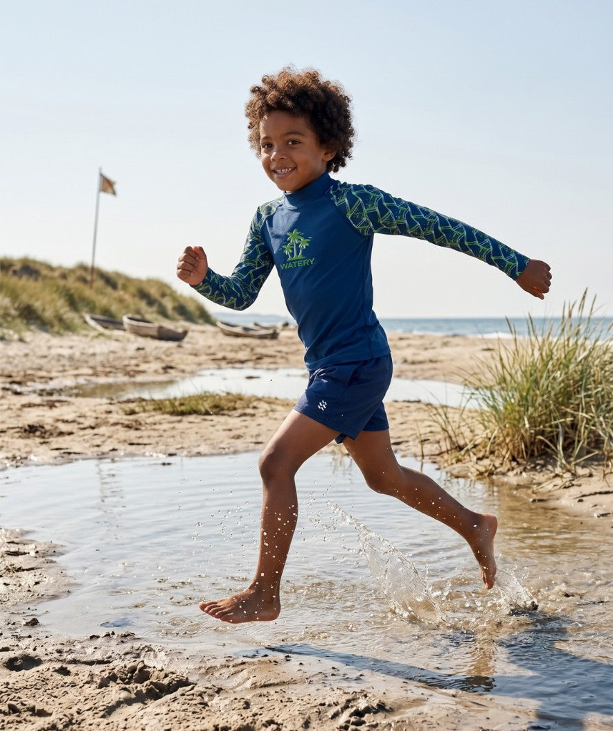 Watery UV-shirt for kids - Katsu Long Sleeve Rashguard - Green/dark blue